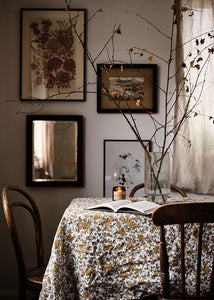 Vintage Flower Linen Tablecloth