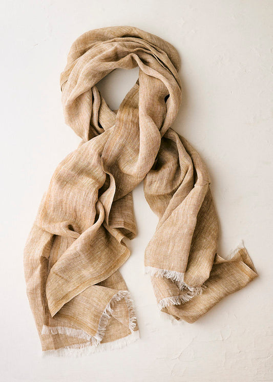 Antique Gold Natural Linen Scarf