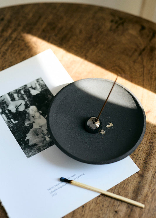 Black Stoneware Incense Dish