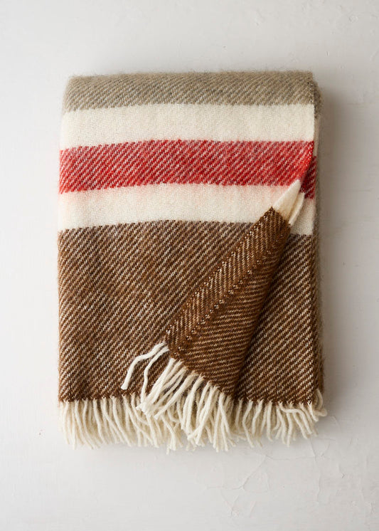 Hazelnut Stripe Gotland Wool Throw