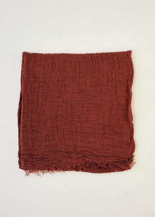 Red Clay Square Linen Scarf