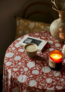 Red Clay Block Print Tablecloth