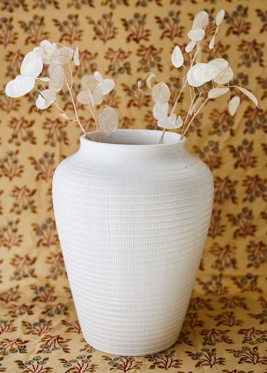 White Glazed Willow Vase