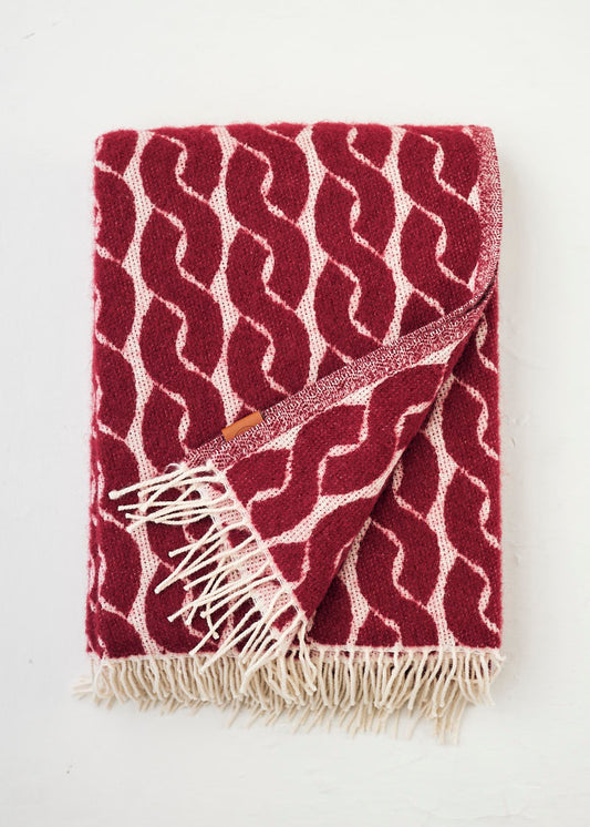Summer Berry Knit Lambswool Throw
